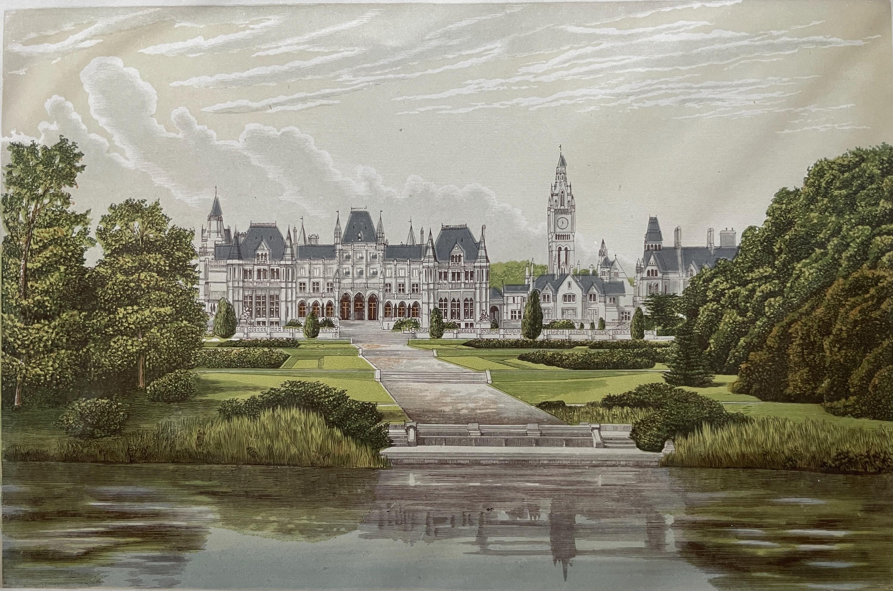 Eaton Hall, Near Chester, Cheshire, Original Antique Vintage Print