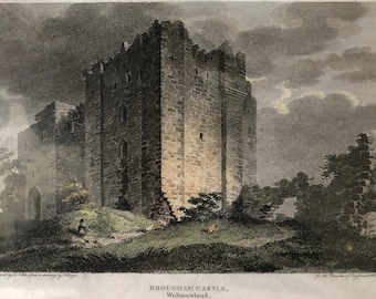 Brougham Castle, Westmoreland original antique vintage engraving print dating from 1804