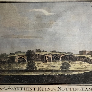 Ancient Ruins in Nottingham Park original antique vintage engraving print dating from 1786