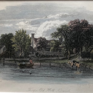 Thorpe Old Hall, Thorpe St. Andrew, Norwich, Norfolk original Antique engraving 1840s