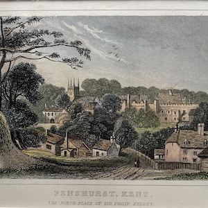 Penshurst, Kent original antique vintage engraving print dating from about 1858