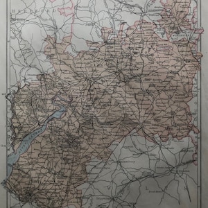 Gloucestershire W & A K Johnston original antique map dating from about 1879