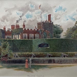 Walmer Castle, Kent, original Antique vintage chromolithograph print dating from around 1890