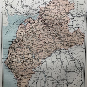 Cumberland W & A K Johnston original antique map dating from about 1888