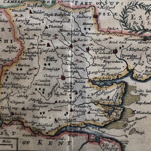 Essex, John Seller carte originale du comté antique datant d’environ 1701