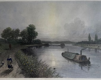 River Trent Staffordshire, original Antique vintage engraving dating from about 1890