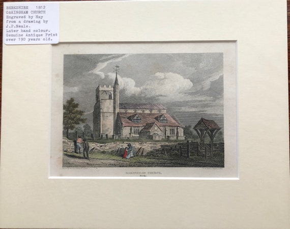 Antique Print 1846 WOKINGHAM The Church of St Catherine at Bear Wood 