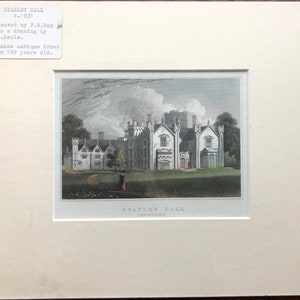 Stanley Hall, Shropshire original antique vintage engraving print dating from 1831 image 3