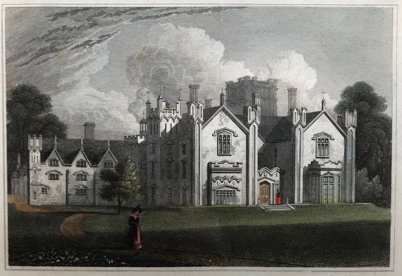 Stanley Hall, Shropshire original antique vintage engraving print dating from 1831 image 1