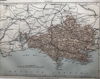 Dorset W & A K Johnston original antique map dating from about 1888