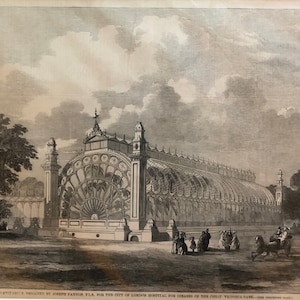London Sanitarium, original Antique vintage engraving print, 19th century