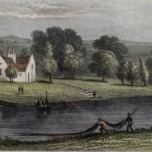 Runnymede, Surrey original antique vintage engraving print dating from about 1848