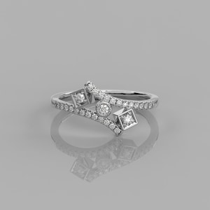 0.24Ct Lab Diamond Open Wrap Ring for Women / 14k Solid Gold Bypass Ring for Her / Open Spiral Ring Gift for her / Twisted Band Gap Ring
