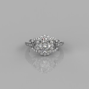 1.73Ct Oval Cut Lab Diamond Ring / 14K Solid Gold Halo Engagement Ring for Her /  Oval Diamond Solitaire Ring /Elegant Cocktail Ring For Her
