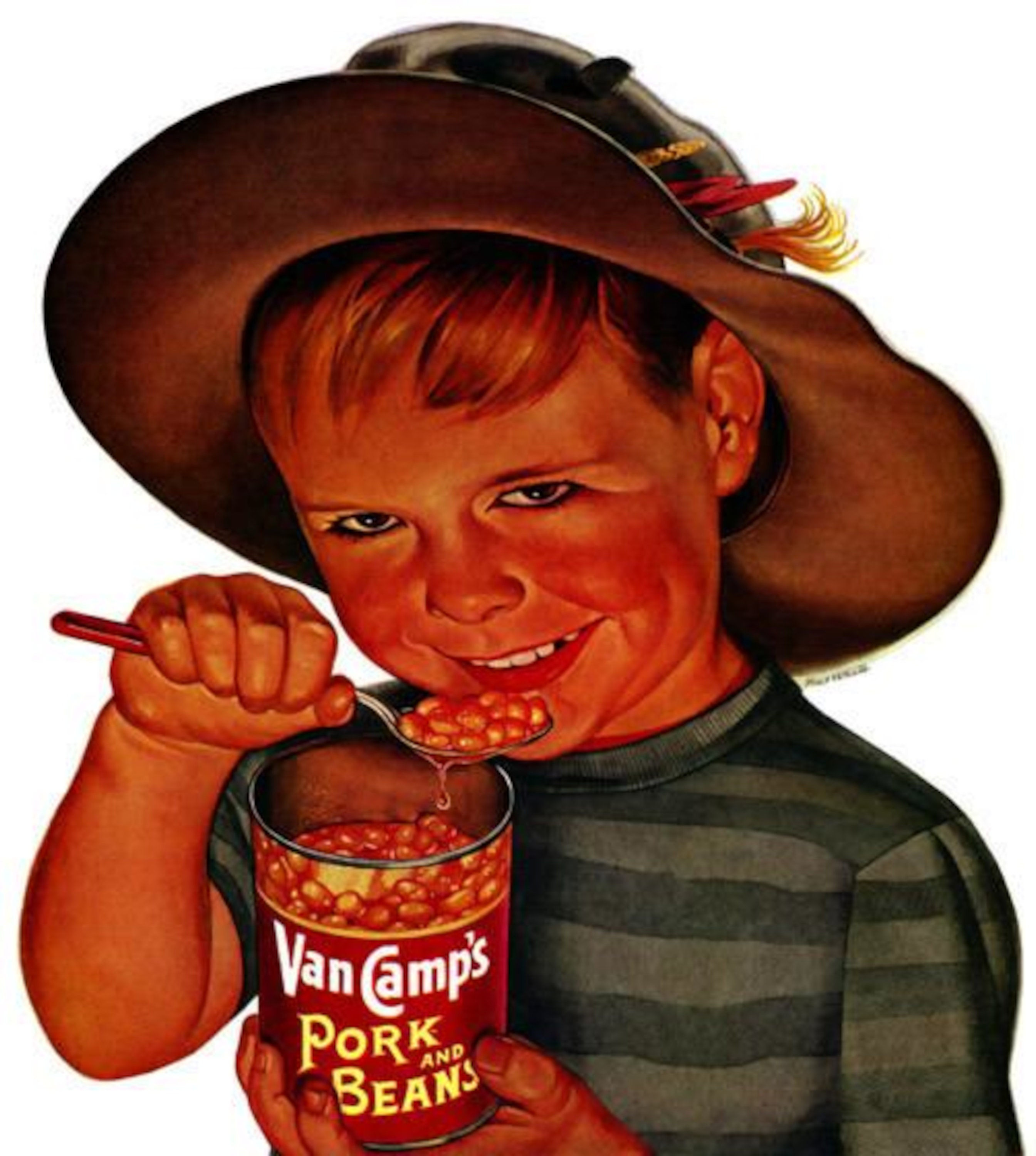 Creepy Kid Eating Beans Out Of A Can Printed On A Women's Etsy