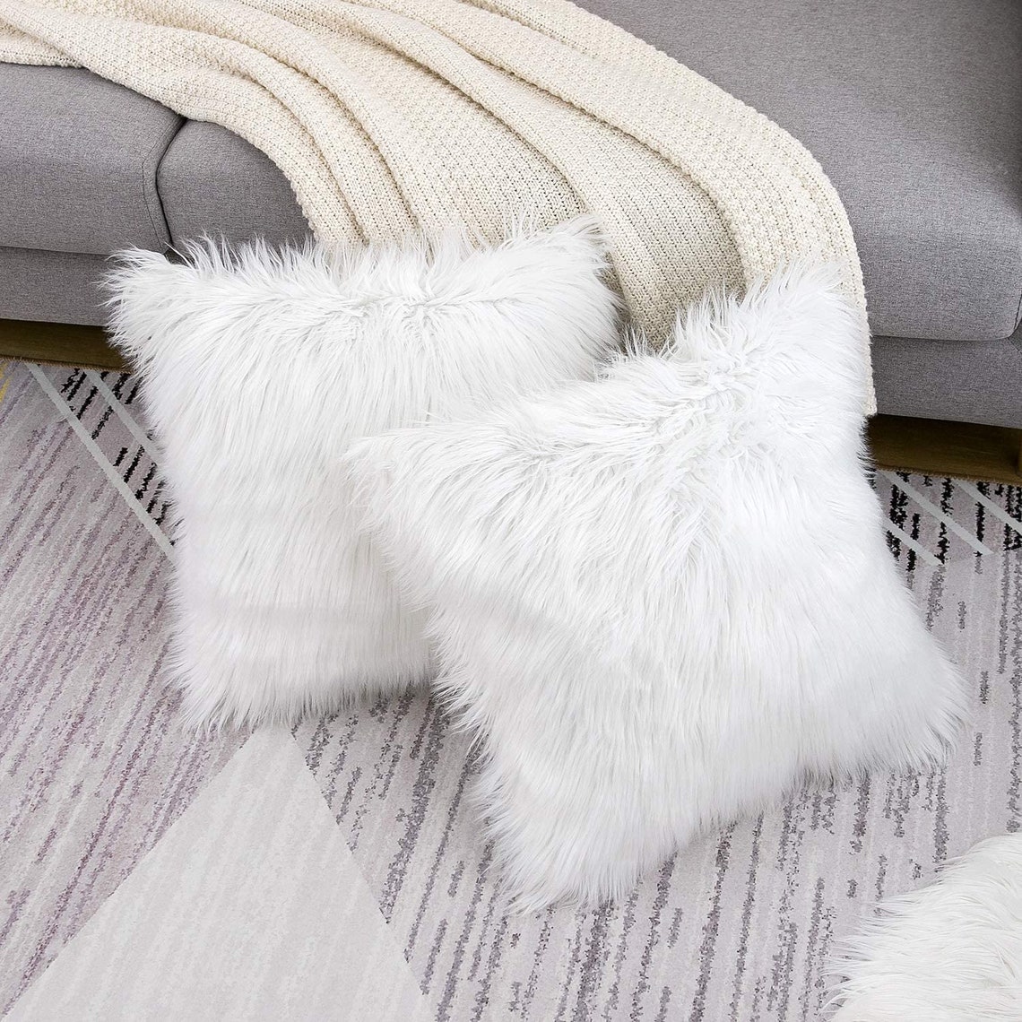 Plush Throw Pillow Luxury Plush Pillow Fluffy Pillow Cover Etsy