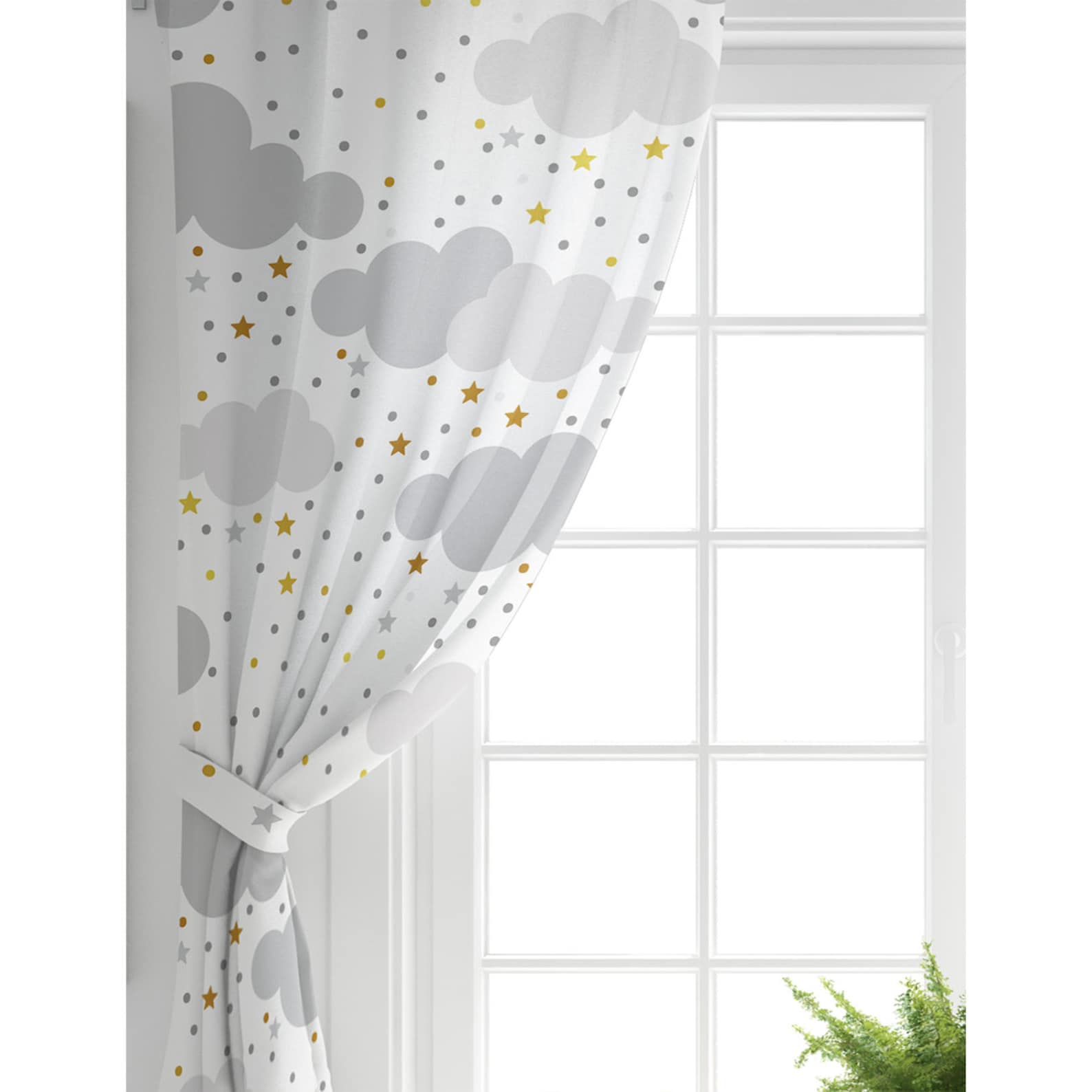 Clouds and Star Nursery Curtain Kids Room Curtain Baby Boy Etsy