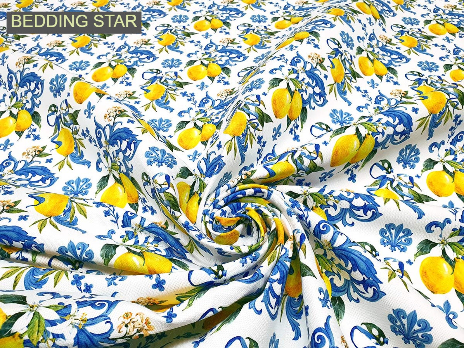 Lemon Fabric Lemon Upholstery Fabric Lemon Pattern Etsy