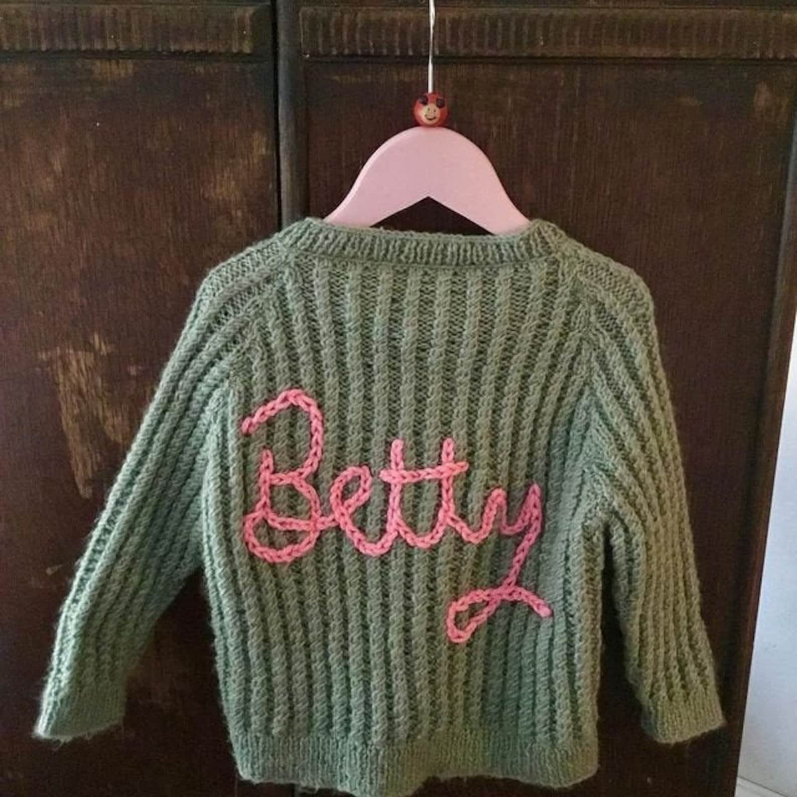 Name on cardigan personalised knit previous examples of my Etsy