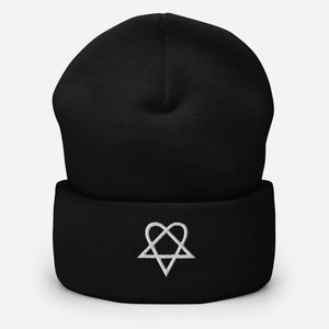 Herz Pentagramm Insignia Okkult Symbol Beanie bestickt