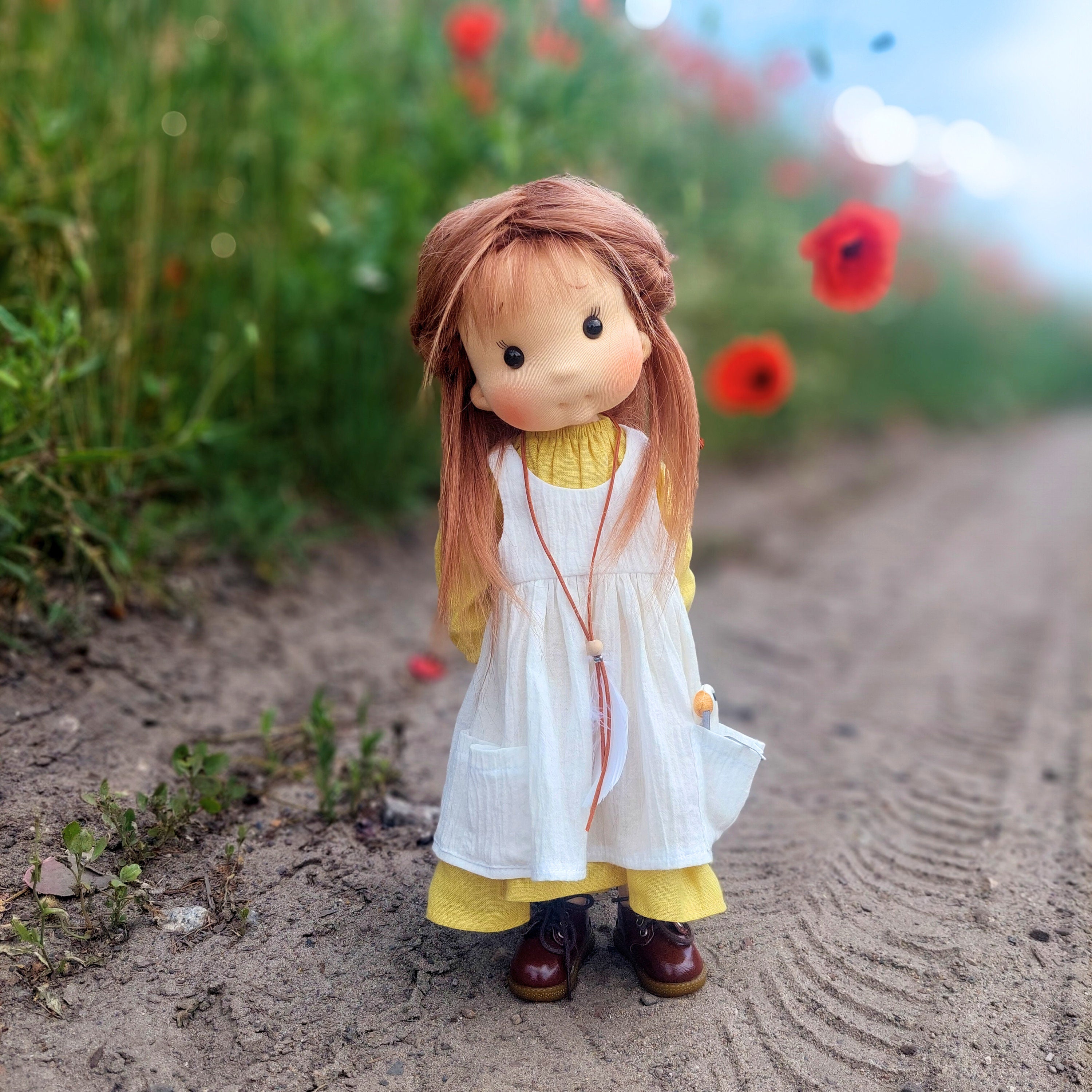 Ksenia - Full mobile doll, Waldorf doll inspiration, Organic cotton doll, Doll for collectors, gift doll, Art and Doll