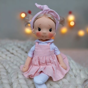 Bubu little hug Waldorf doll inspiration, Organic cotton doll, baby doll and dolls for collectors, gift doll, Art&Doll image 5