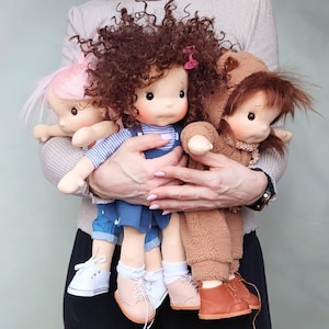 Teddy Inspiración muñeca Waldorf, Muñeca de algodón orgánico, muñeco bebé y muñecos para coleccionistas, muñeco de regalo, Arte y Muñeca, estilo muñecas waldorf imagen 8
