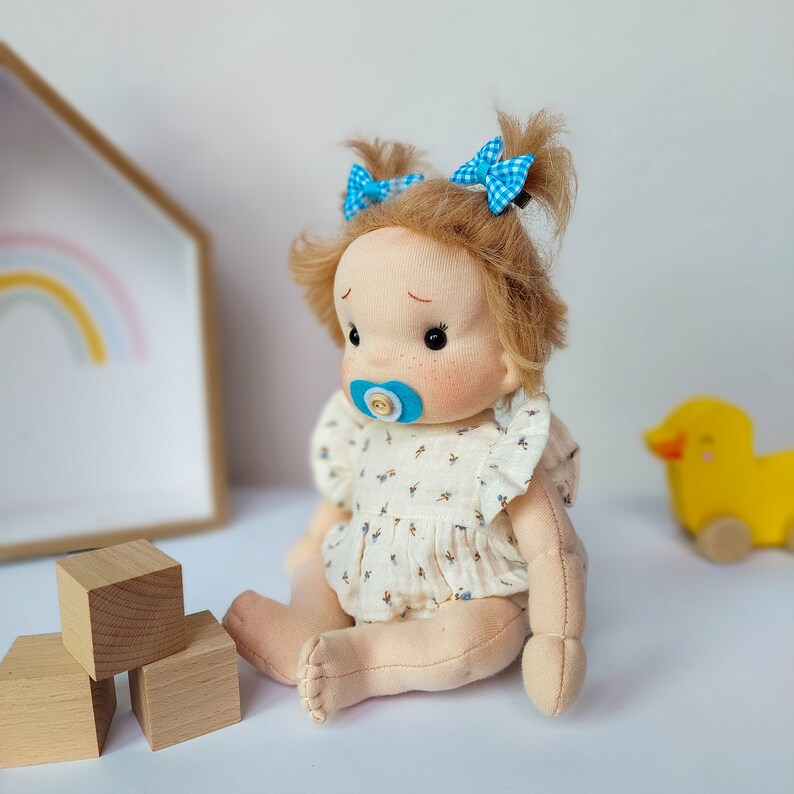 Honey Boo cuddly baby organic cotton doll 25cm/9inch Waldorf doll inspiration image 3