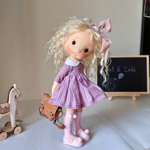 Mia Full mobile doll, Waldorf doll inspiration, Organic cotton doll, Doll for collectors, gift doll, Art and Doll, textile Puppen image 5