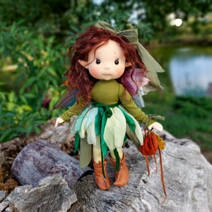 Forest Fairy Full mobile doll, Waldorf doll inspiration, Organic cotton doll, Doll for collectors, gift doll, Art and Doll, textile Puppen image 5