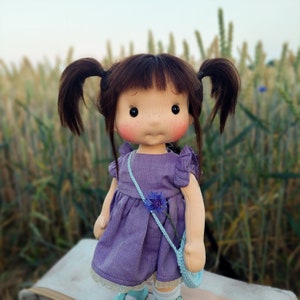 Lavender Waldorf doll inspiration, Organic cotton doll, baby doll and dolls for collectors, gift doll, Art and Doll, waldorf dolls style image 2