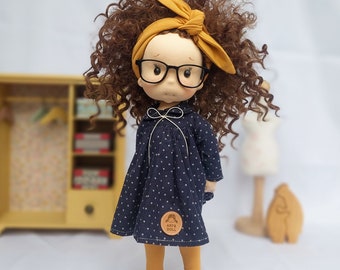 Sophia - Full mobile doll, Waldorf doll inspiration, Organic cotton doll, Doll for collectors, gift doll, Art and Doll, textile Puppen