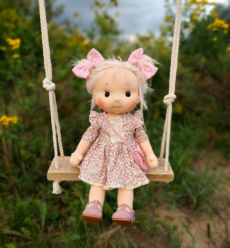 Amy Waldorf doll inspiration, Organic cotton doll, baby doll and dolls for collectors, gift doll, Art and Doll image 2