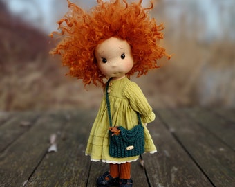 Merida - Full mobile doll, Waldorf doll inspiration, Organic cotton doll, Doll for collectors, gift doll, Art and Doll, textile Puppen