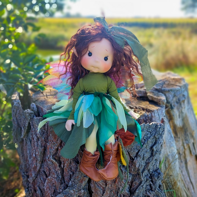 Forest Fairy Full mobile doll, Waldorf doll inspiration, Organic cotton doll, Doll for collectors, gift doll, Art and Doll, textile Puppen image 2