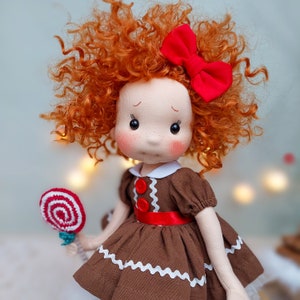 Ginger Chrimas Doll - Full mobile doll, Waldorf doll inspiration, Organic cotton doll, Doll for collectors, gift doll, Art and Doll