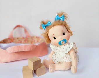 Honey Boo- cuddly baby organic cotton doll 25cm/9inch Waldorf doll inspiration