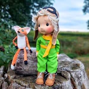 Petit Prince avec un renard Inspiration poupée Waldorf, Poupée en coton bio, baby doll et poupées pour collectionneurs, poupée cadeau, Art et Poupée image 2