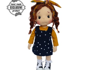 Emma - Inspiration poupée Waldorfdoll, Poupée en coton biologique, poupée bébé et poupées pour collectionneurs, poupée cadeau, Art et Poupée, style poupées waldorf