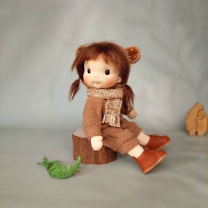 Teddy Inspiration poupée Waldorf, Poupée en coton biologique, poupée bébé et poupées pour collectionneurs, poupée cadeau, Art et Poupée, style poupées waldorf image 3