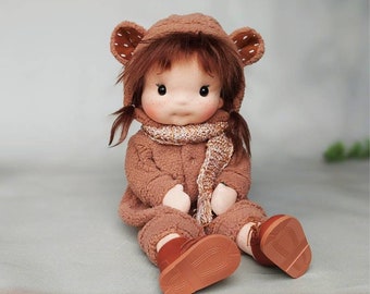 Teddy – Waldorfpuppen-Inspiration, Bio-Baumwollpuppe, Babypuppe und Puppen für Sammler, Geschenkpuppe, Kunst und Puppe, Waldorfpuppen-Stil