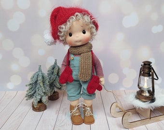 Noel - Inspiration poupée Waldorfdoll, Poupée en coton biologique, poupée bébé et poupées pour collectionneurs, poupée cadeau, Art et Poupée, style poupées waldorf