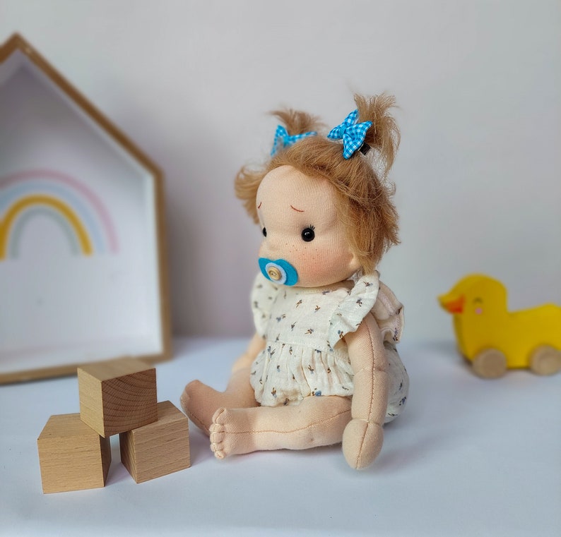 Honey Boo cuddly baby organic cotton doll 25cm/9inch Waldorf doll inspiration image 5