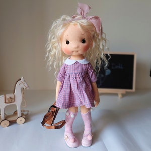 Mia Full mobile doll, Waldorf doll inspiration, Organic cotton doll, Doll for collectors, gift doll, Art and Doll, textile Puppen image 6