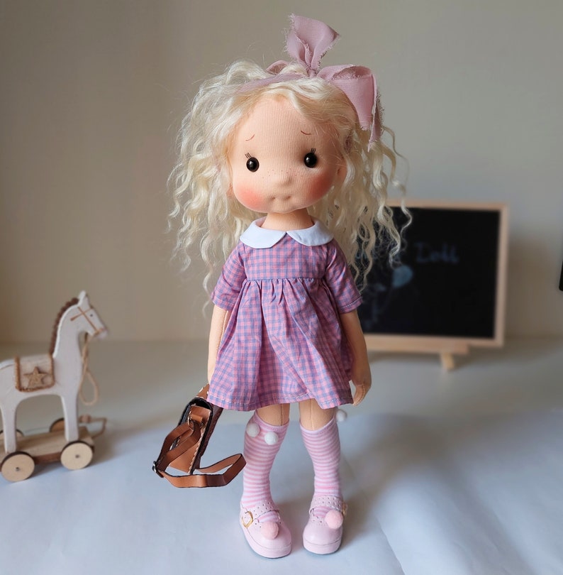 Mia Full mobile doll, Waldorf doll inspiration, Organic cotton doll, Doll for collectors, gift doll, Art and Doll, textile Puppen image 6