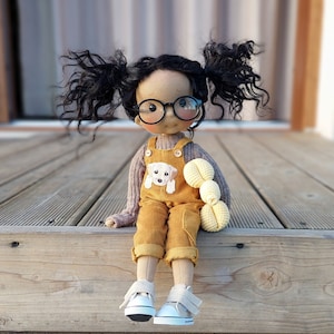 Collétte - Full mobile doll, Waldorf doll inspiration, Organic cotton doll, Doll for collectors, gift doll, Art and Doll, textile Puppen
