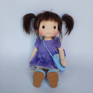 Lavender Waldorf doll inspiration, Organic cotton doll, baby doll and dolls for collectors, gift doll, Art and Doll, waldorf dolls style image 4