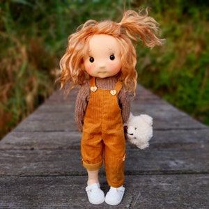 Inka - Full mobile doll, Waldorf doll inspiration, Organic cotton doll, Doll for collectors, gift doll, Art and Doll, textile Puppen