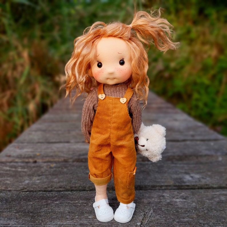 Inka Voll bewegliche Puppe, Inspiration für Waldorfpuppen, Puppe aus Bio-Baumwolle, Puppe für Sammler, Geschenkpuppe, Kunst und Puppe, Textilpuppen Bild 1