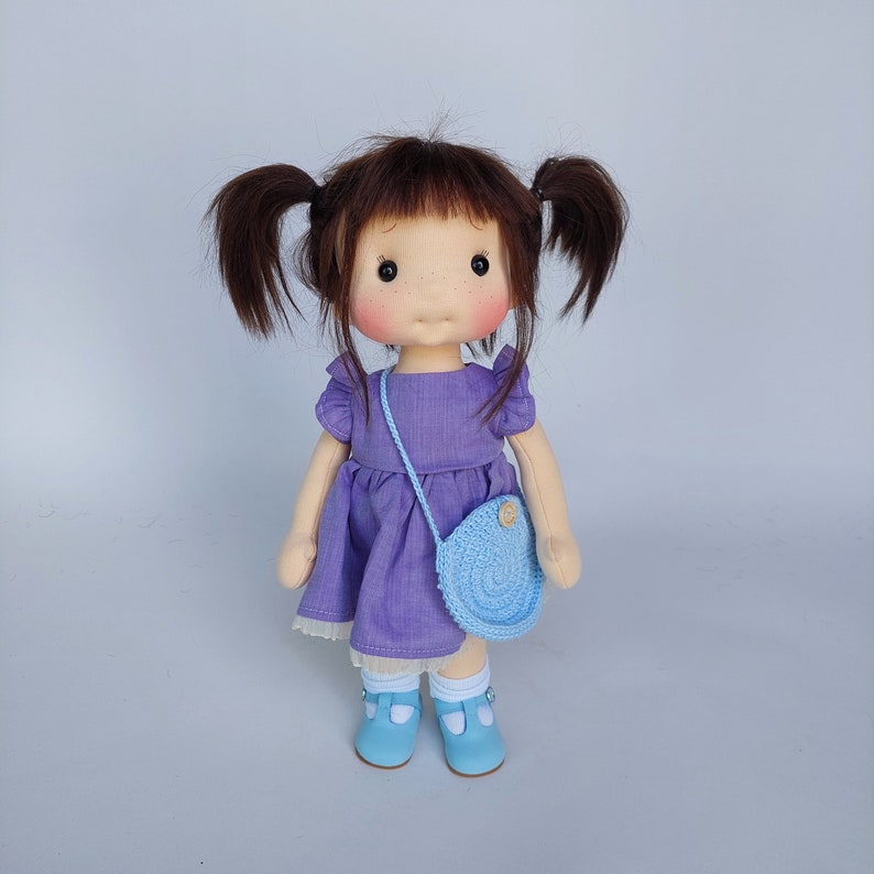 Lavender Waldorf doll inspiration, Organic cotton doll, baby doll and dolls for collectors, gift doll, Art and Doll, waldorf dolls style image 5